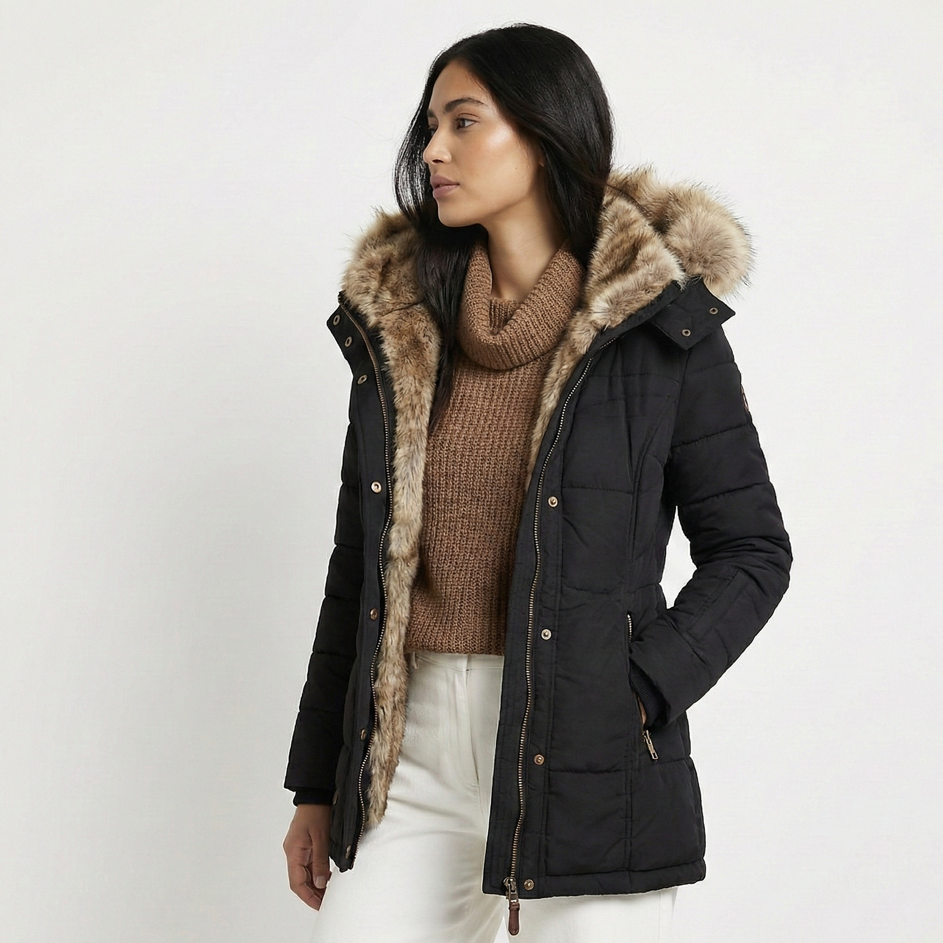 SAN SEBASTIÁN -  Abrigo de invierno cálido con suave forro de piel