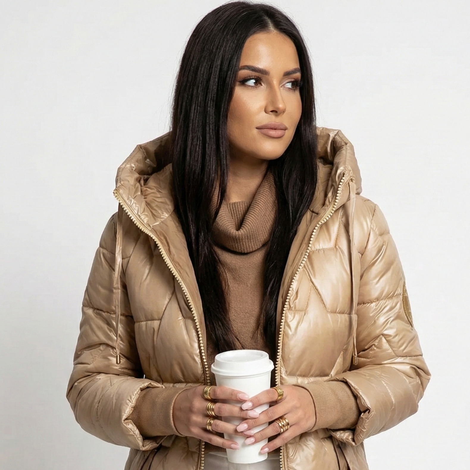 HUESCA - Abrigo de invierno elegante con capucha