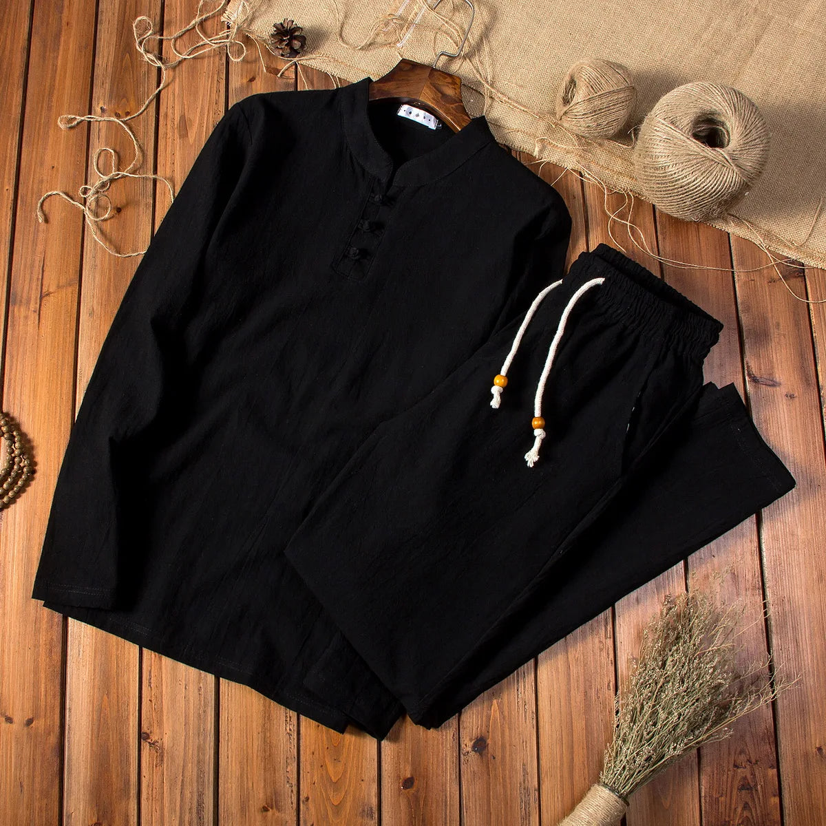 SANLÚCAR - Conjunto estilo chino de lino