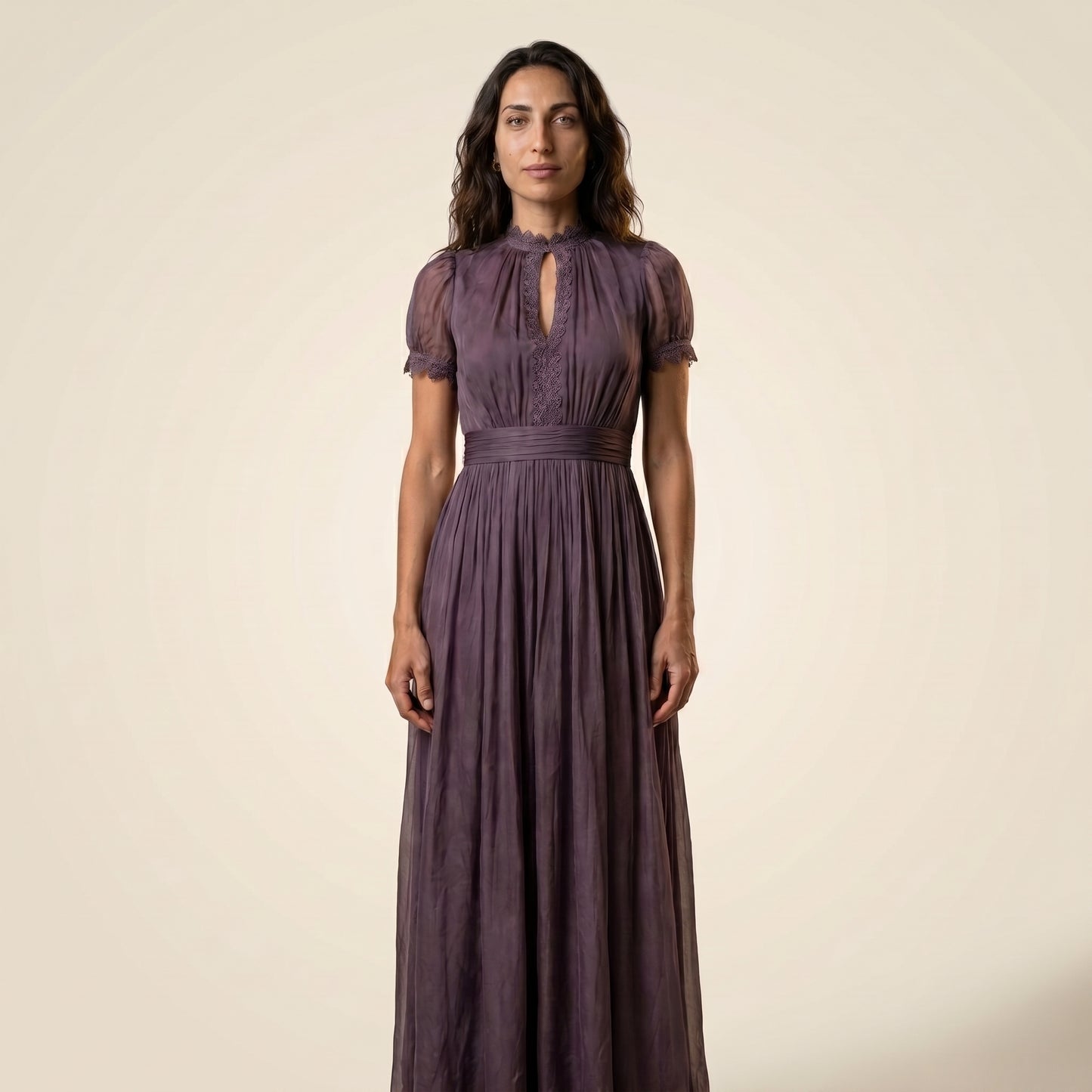 TALAVERA - Elegante vestido largo de gasa vintage