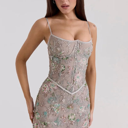 AURORA | Vestido largo con bordado floral
