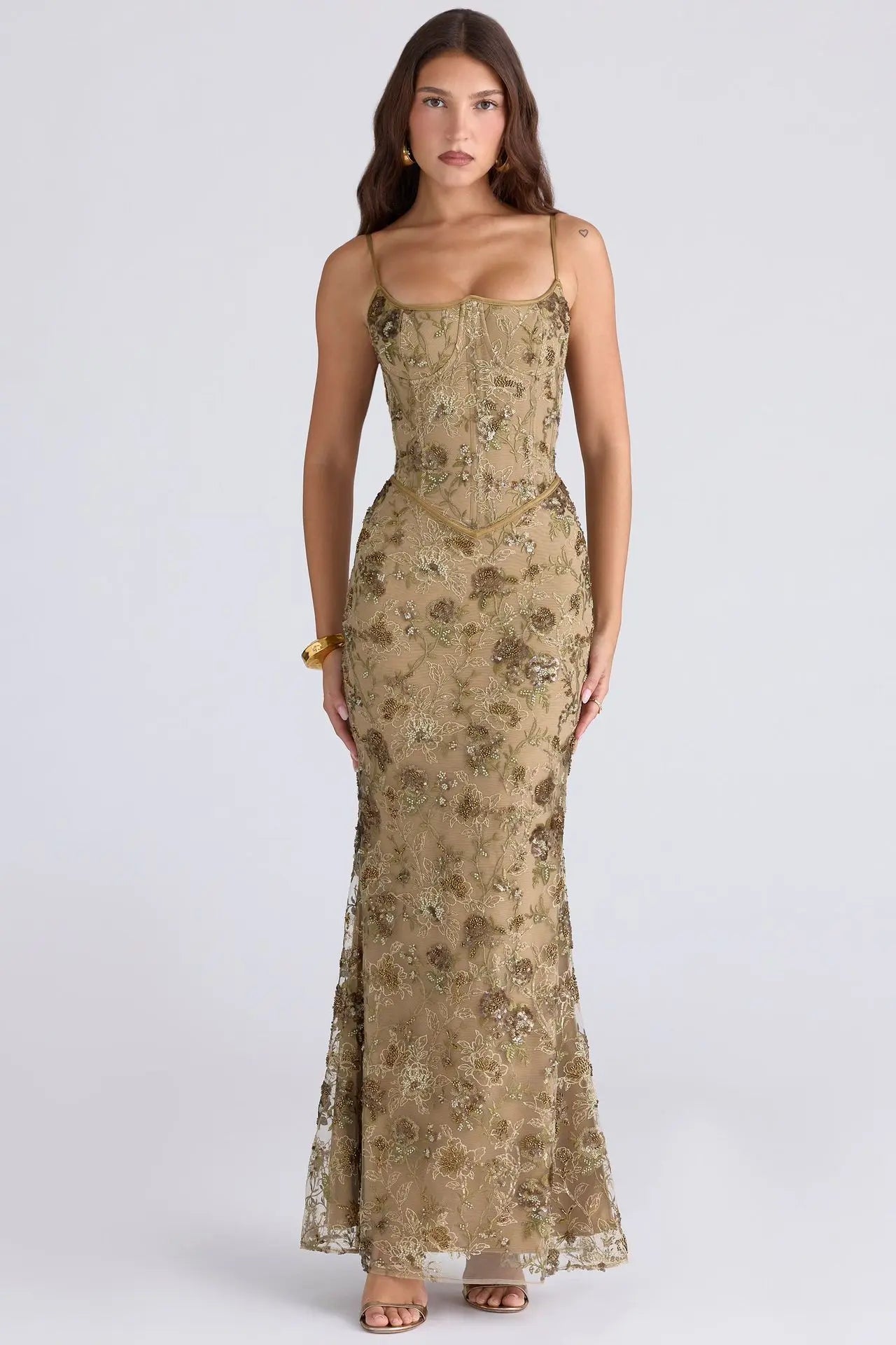 AURORA | Vestido largo con bordado floral