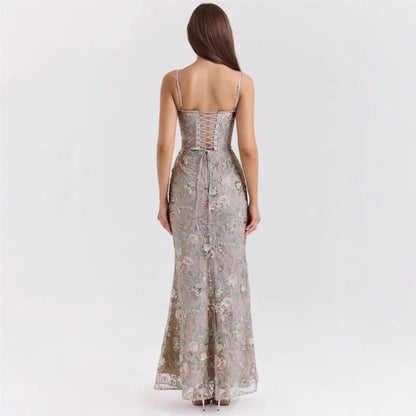 AURORA | Vestido largo con bordado floral