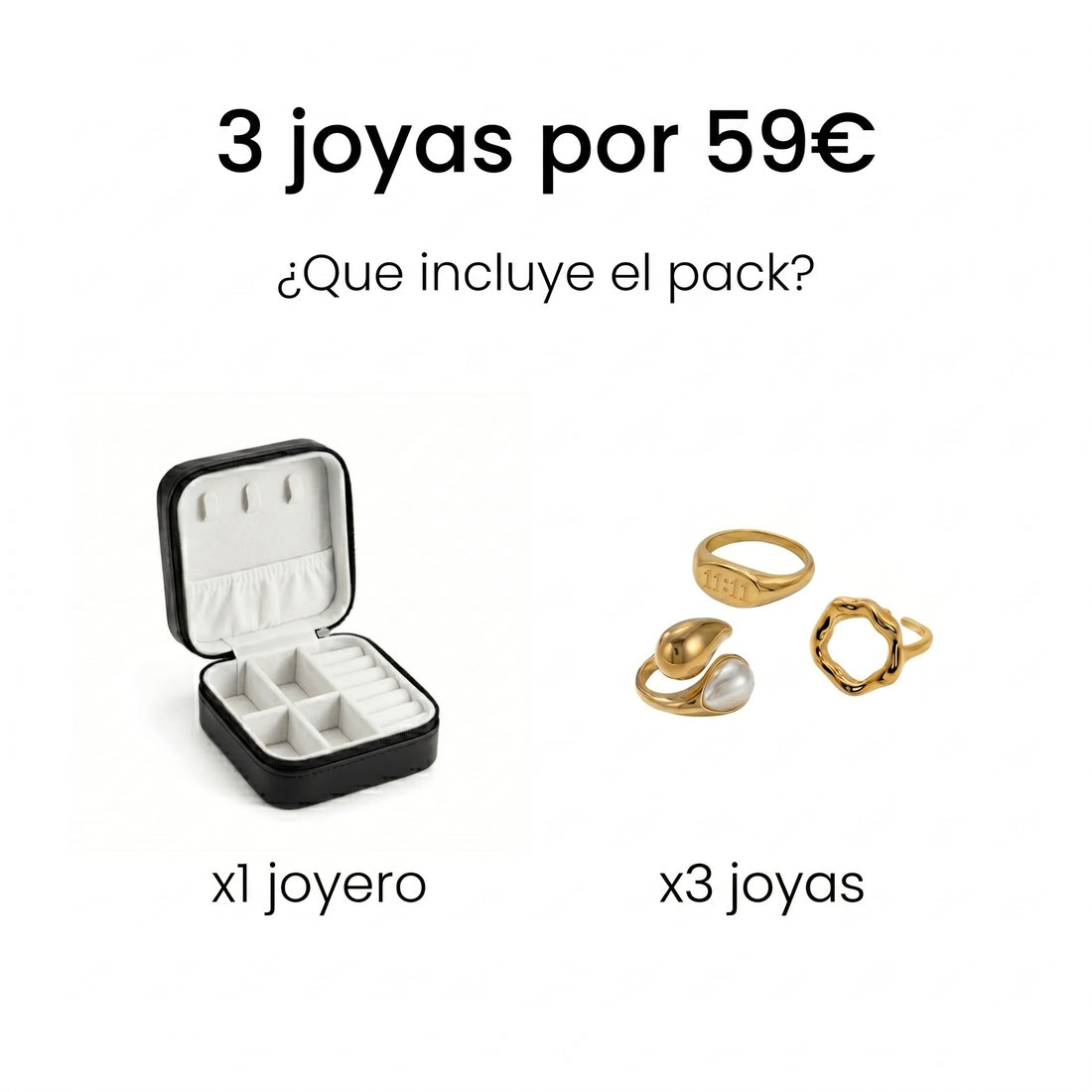 Pack de 3 Joyas + Joyero de regalo