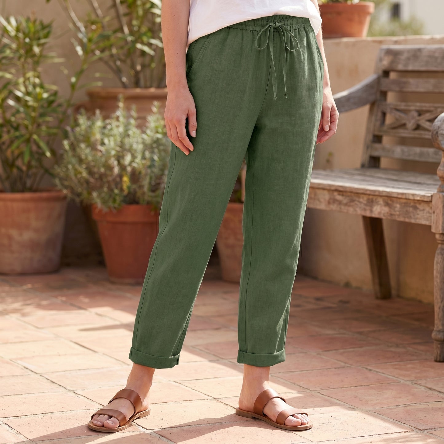 RIOJA - Pantalón de algodón y lino