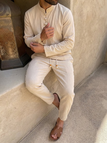 SANLÚCAR - Conjunto estilo chino de lino
